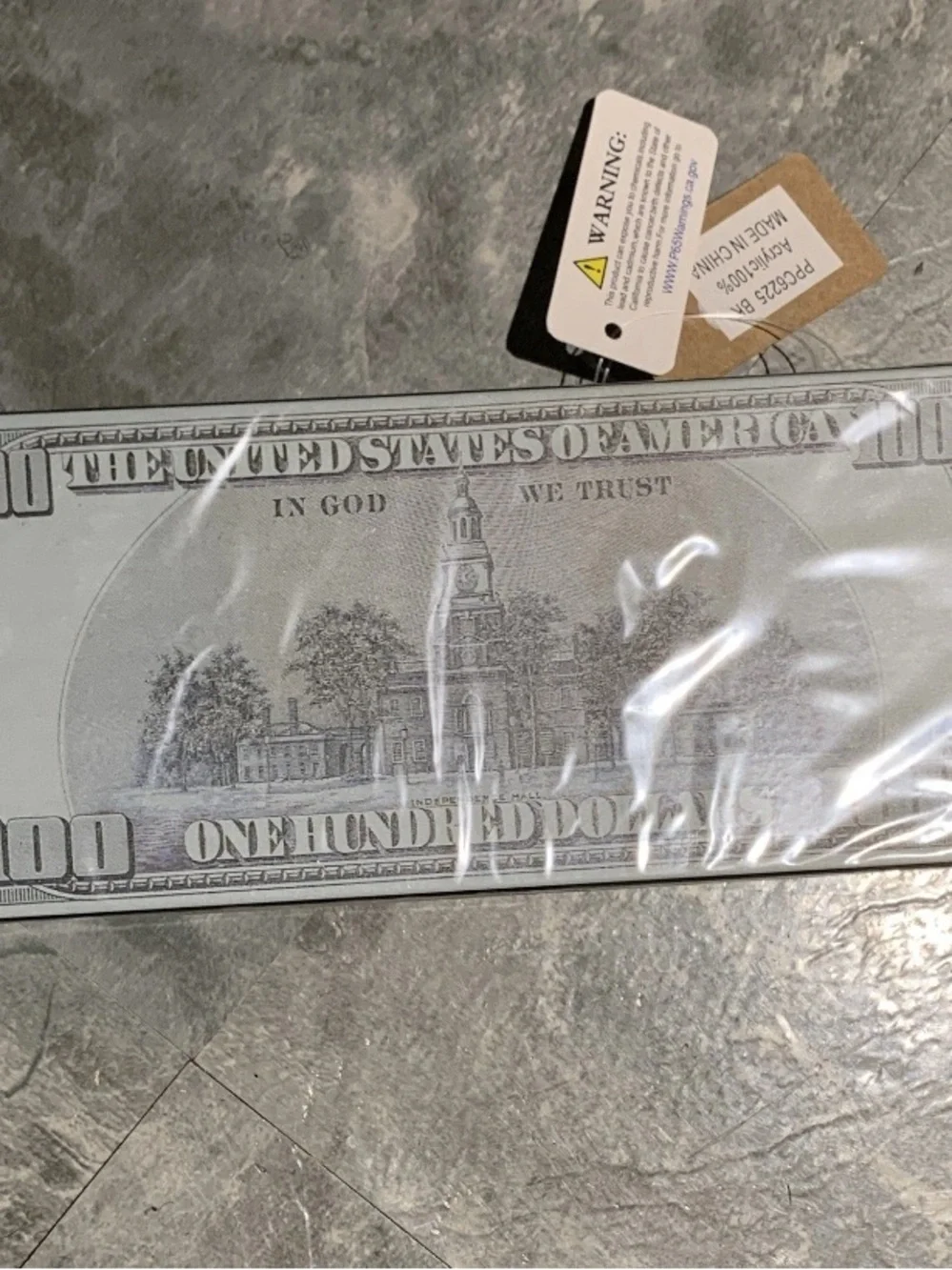 Forever 21 Clear Money Clip Sleeve with Green Bill Print